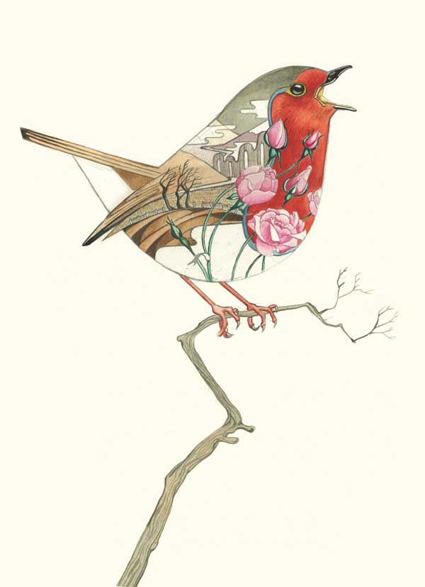 Robin in a winter landscape- Print