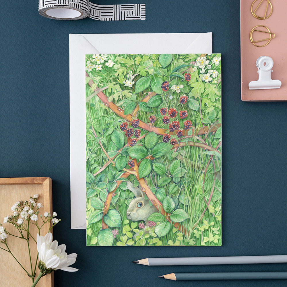 Bunny in a Hedgerow - Greetings Card