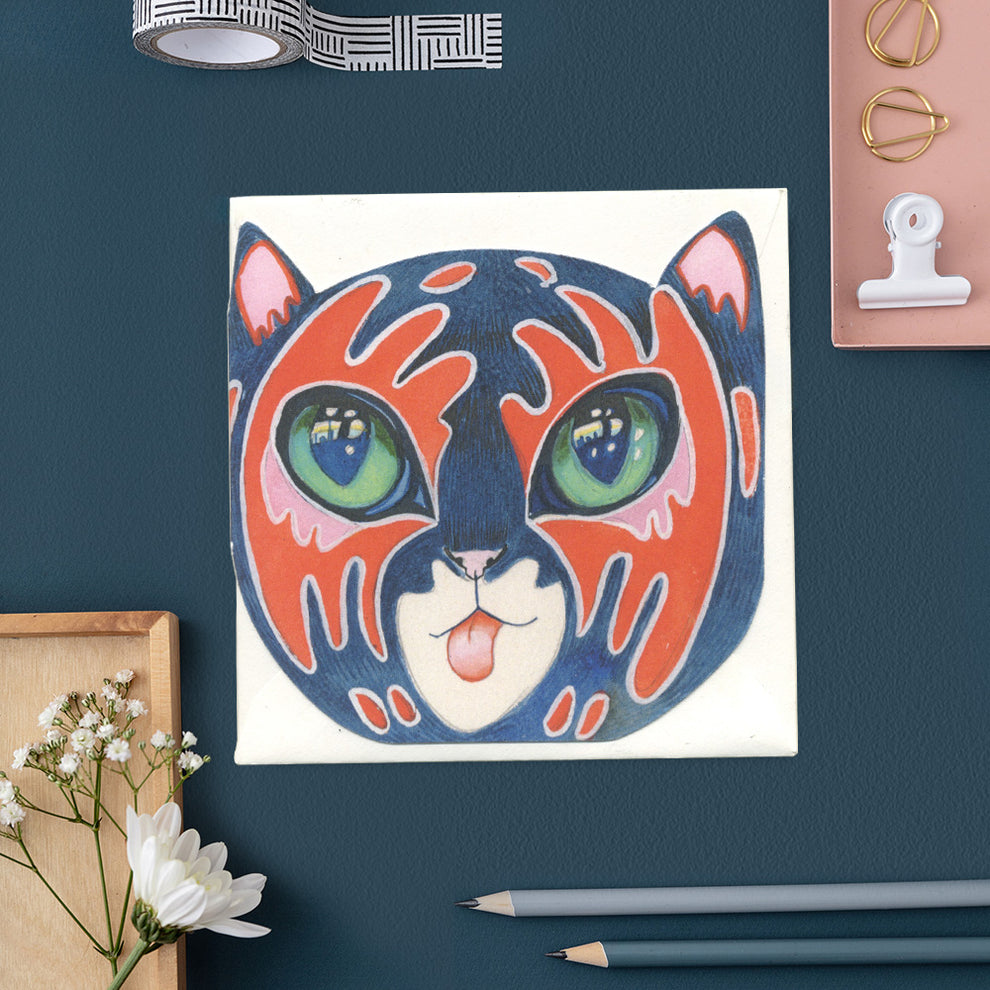 Rock Cat Face - Die Cut Card – The DM Collection