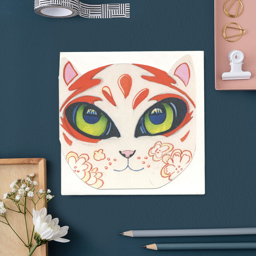 Geisha Cat Face - Die Cut Card – The DM Collection
