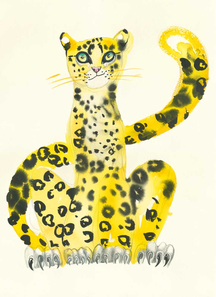 Illustration of a Cheetah with black spots on a light  background