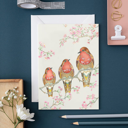 Three Robins- Greetings Card