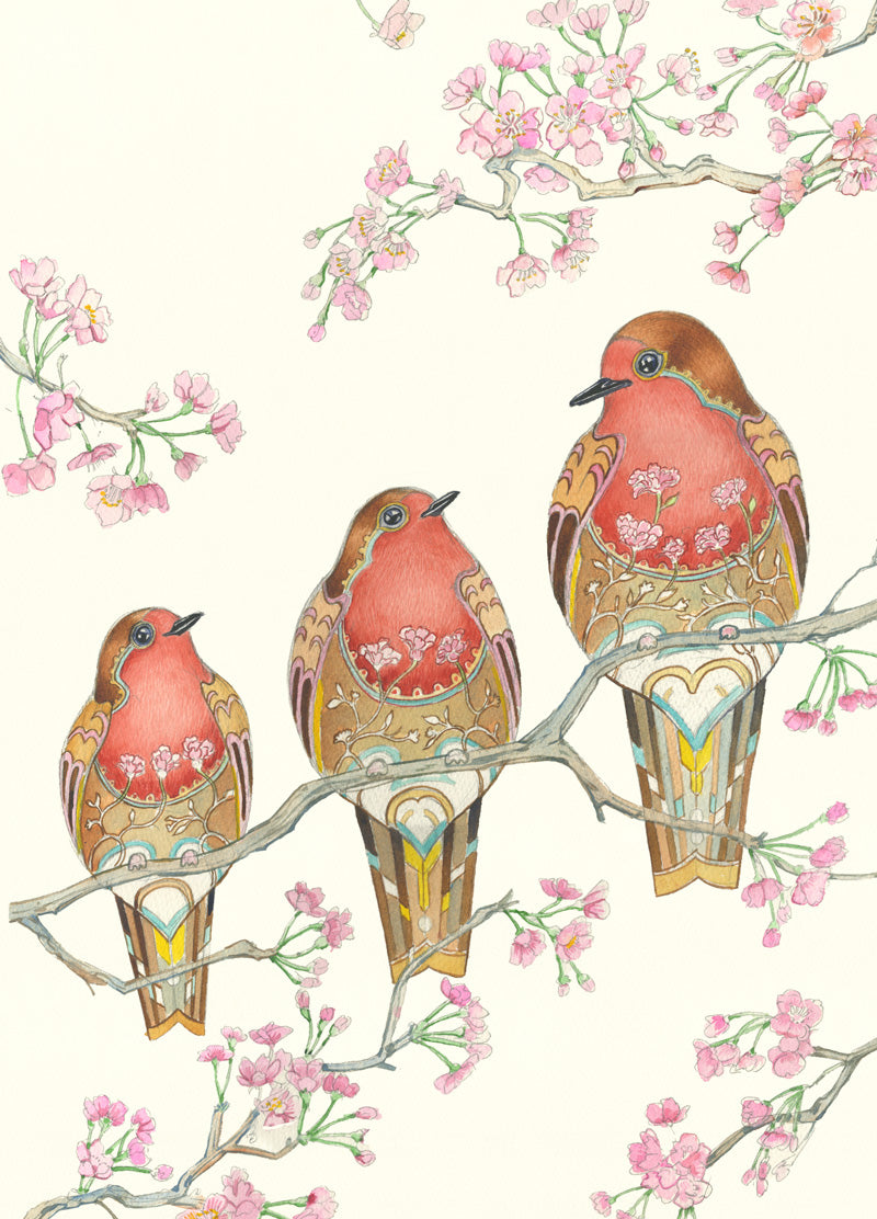 Three Robins- Greetings Card