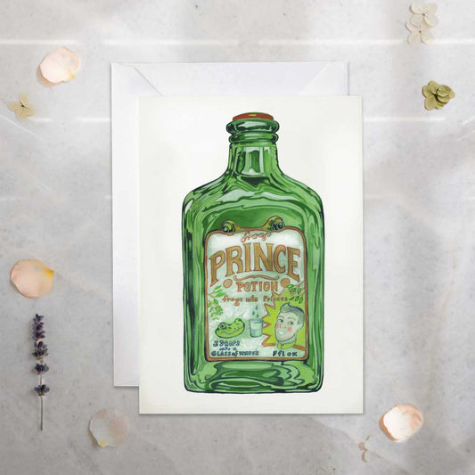Prince Potion - Frogs into Princes - Greetings Card