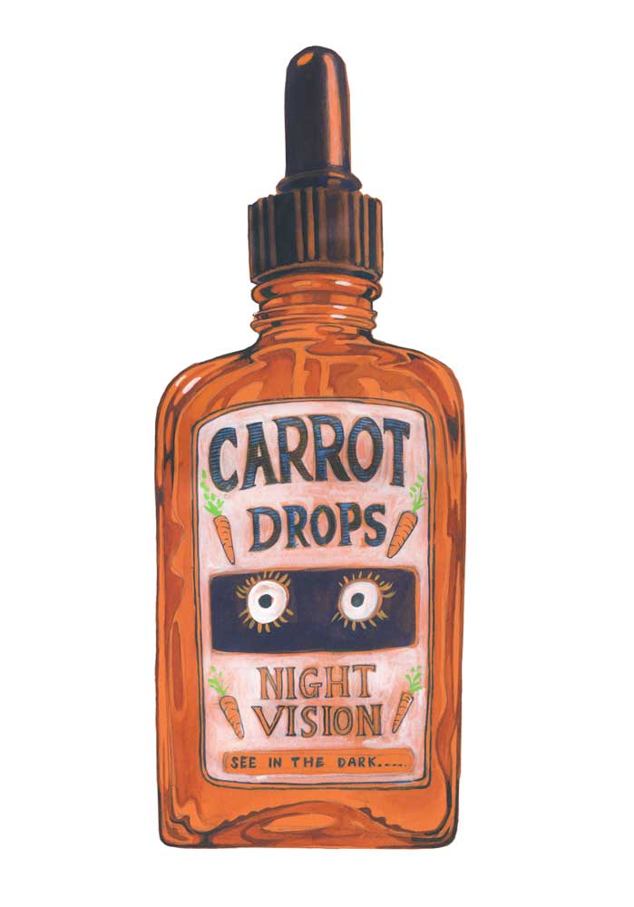 Carrot drops - night vision - Greetings Card
