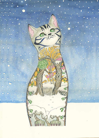 Cat in the Snow  - Card - The DM Collection