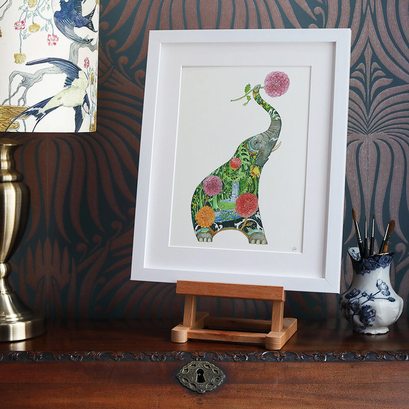Elephant with Flowers  - Print - The DM Collection