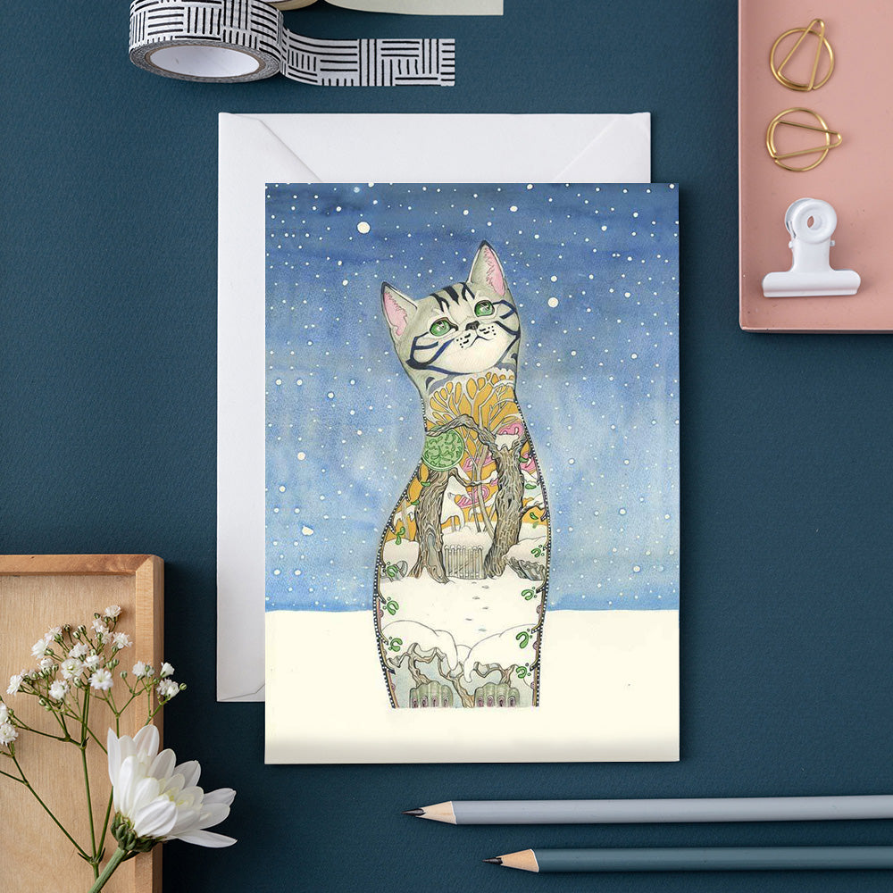 Cat in the Snow  - Card