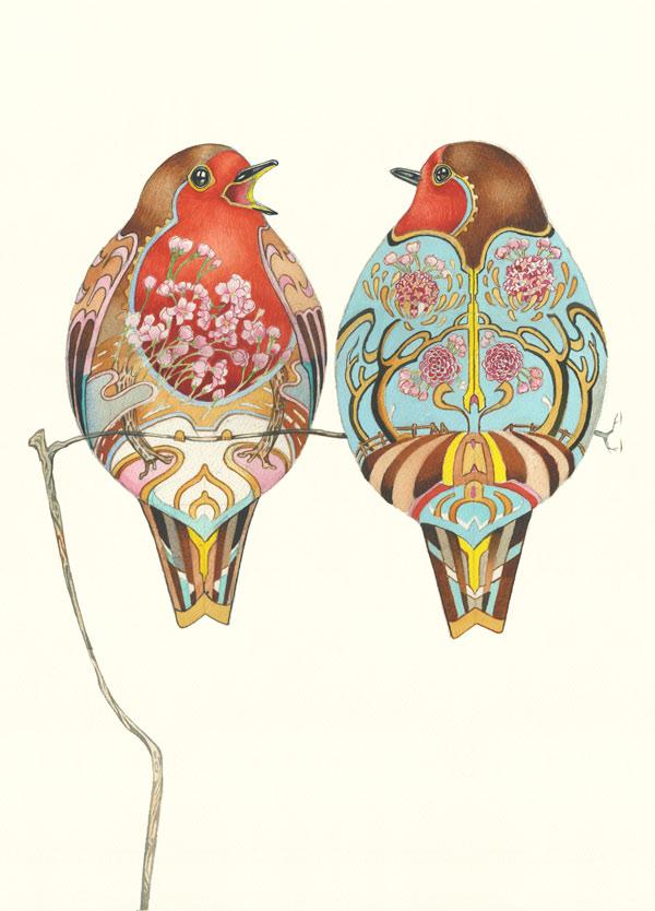 Two Robins  - Print - The DM Collection